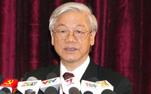 Tổng bí thư Nguyễn Phú Trọng phát biểu bế mạc hội nghị Trung ương 7 - Ảnh: VGP.