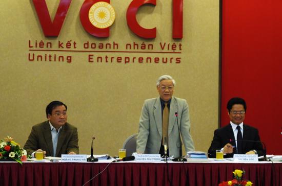 Tổng bí thư Nguyễn Phú Trọng làm việc với VCCI - Ảnh: Anh Quân.