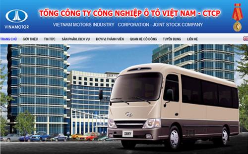 Trang web của Tổng công ty Công nghiệp ôtô Việt Nam - Công ty Cổ phần (Vinamotor). 