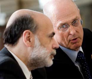 Chủ tịch FED Ben Bernanke (bên trái) và Bộ trưởng Bộ Tài chính Mỹ Henry Paulson - Ảnh: Getty Images.