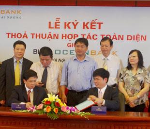 Lễ ký thỏa thuận hợp tác giữa OceanBank và BIDV.
