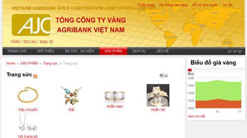 Trang web của Tổng công ty vàng Agribank Việt Nam.