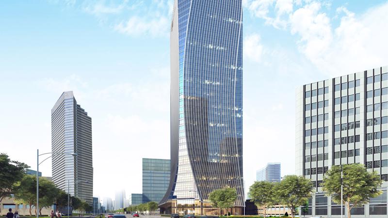 Phối cảnh dự án tòa nhà văn phòng Alpha Town được phát triển tại 289 Trần Hưng Đạo, cao 35 tầng với kiến trúc lấy cảm hứng từ chiếc áo dài Việt Nam.