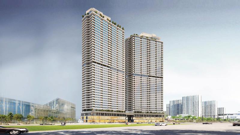 Tòa tháp đôi căn hộ 44 tầng thuộc khu hỗn hợp HH2 sẽ đưa ra thị trường hơn 700 căn hộ cao cấp.