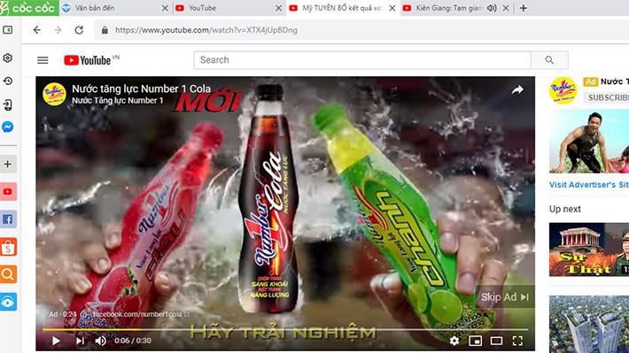 Quảng cáo của nước tăng lực Number 1 Cola được xuất hiện trên một clip có nội dung phản động.