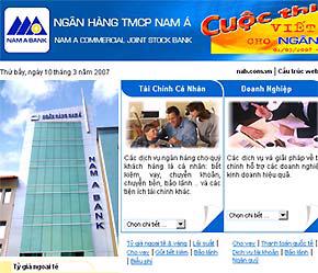 Giao diện trang chủ website của Nam Á.