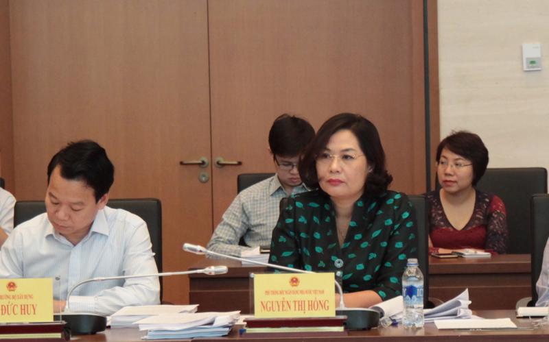 Phó thống đốc Nguyễn Thị Hồng tại phiên họp sáng 7/10 của Uỷ ban Kinh tế Quốc hội.