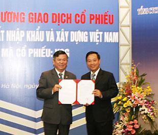 Ngày 5/9/2008, Vinaconex thực hiện niêm yết cổ phiếu tại Sở Giao dịch Chứng khoán Hà Nội với mã VCG.