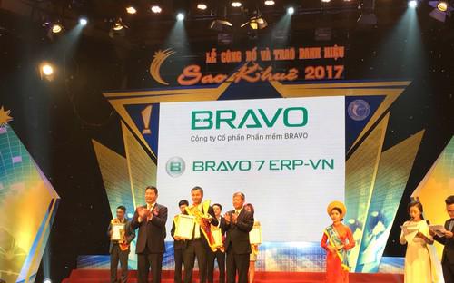 Bravo 7 ERP-VN là giải pháp quản trị doanh nghiệp (ERP-VN) duy nhất 
nằm trong Top 10 sản phẩm - dịch vụ xuất sắc nhất Sao Khuê 2017.