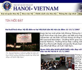 Trang chủ của website Đại sứ quán Mỹ tại Việt Nam.