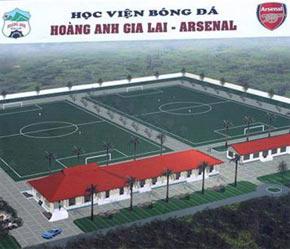 Mô hình Học viện Hoàng Anh Gia Lai - Arsenal đang được xây dựng tại Pleiku - Ảnh: TT.