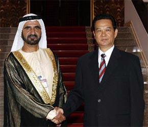 Thủ tướng Nguyễn Tấn Dũng và ngài Mohammed Bin Rashid Al Maktoum, Thủ tướng Nhà nước Các Tiểu vương quốc A-rập thống nhất (UAE) - Ảnh: TTXVN.