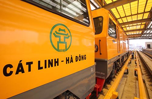 Toa xe tàu công trình trên tuyến đướng sắt Cát Linh - Hà Đông.
