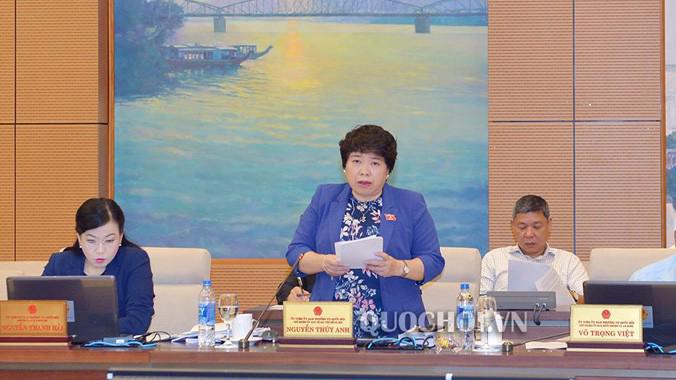 Chủ nhiệm Uỷ ban Về các vấn đề xã hội của Quốc hội Nguyễn Thuý Anh trình bày báo cáo 