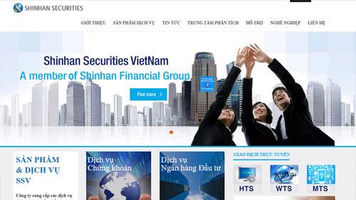 Trang web của Công ty TNHH Chứng khoán Shinhan Việt Nam.