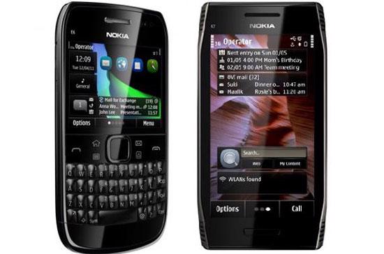 Nokia E6 và Nokia X7 (từ trái qua).