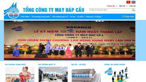 Trang web của Công ty Cổ phần Tổng Công ty May Đáp Cầu (Dagarco).