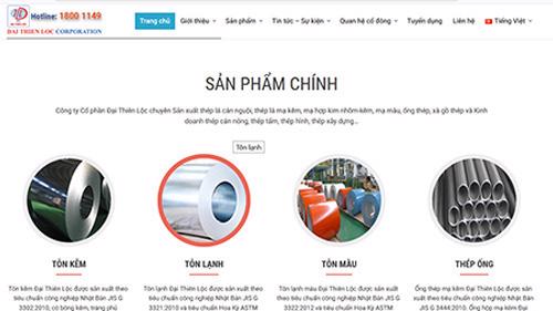 Trang web của Công ty Cổ phần Đại Thiên Lộc (mã DTL).