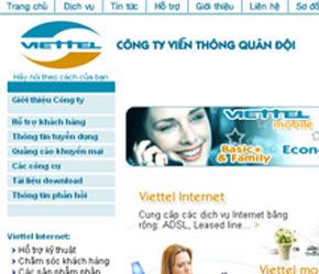 Vẫn còn "Công ty Viễn thông Quân đội - Viettel" trên website của Viettel - Ảnh chụp từ màn hình sáng nay.