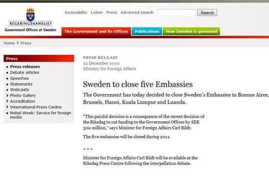 Thông cáo báo chí trên website của Đại sứ quán Thụy Điển tại Hà Nội.