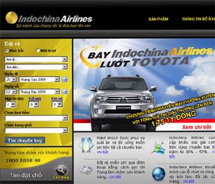 Website của Indochina Airlines - hãng hàng không tư nhân đầu tiên tại Việt Nam.