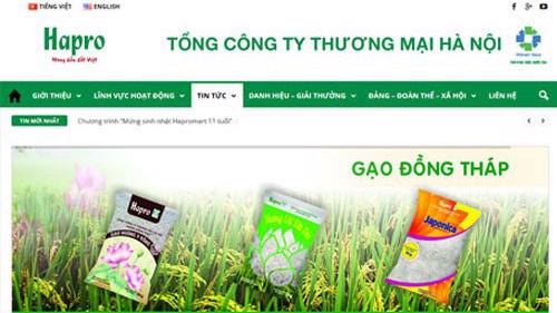 Trang web của Tổng công ty Thương mại Hà Nội.