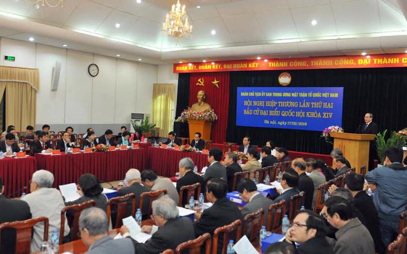 Đoàn Chủ tịch Uỷ ban Trung ương Mặt trận Tổ quốc Việt Nam tổ chức hội nghị hiệp thương để thoả thuận lập danh sách sơ bộ những người ứng cử đại biểu Quốc hội khoá 14.