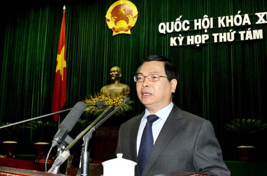 Bộ trưởng Vũ Huy Hoàng trả lời chất vấn trước Quốc hội - Ảnh: TTXVN.