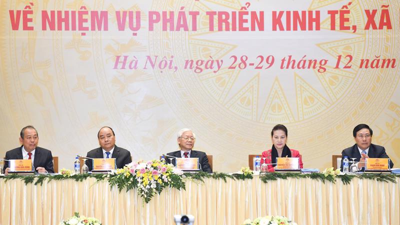 Hội nghị có sự tham dự của Tổng bí thư và Chủ tịch Quốc hội - Ảnh: Chinhphu.vn.