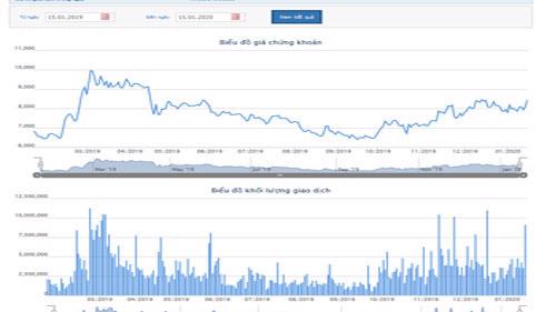 Biểu đồ giao dịch giá cổ phiếu HSG trong 1 năm qua - Nguồn: HOSE.