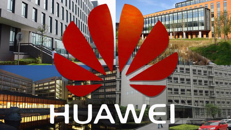 Từ trên xuống dưới và trái sang phải là các Trung tâm Nghiên cứu tại Bắc Kinh, Thành Đô, Thượng Hải và Hàng Châu của Huawei - Ảnh: Nikkei.