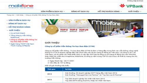 Trang web của Công ty cổ phần Viễn thông – Tin học Bưu điện (CTIN).