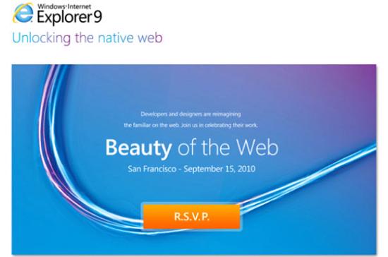 Internet Explorer 9 Beta được công bố tại sự kiện "Beauty of the Web" vào 15/9 - Ảnh: Microsoft.