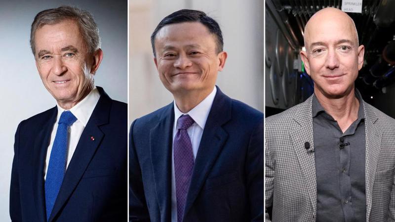 Từ trái qua phải: Tỷ phú Bernard Arnault, Jack Ma và Jeff Bezos - Ảnh: Forbes