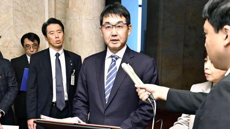 Bộ trưởng Tư pháp Nhật Katsuyuki Kawai tuyên bố từ chức ngày 31/10 - Ảnh: Nikkei.