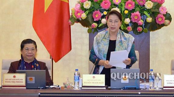 Chủ tịch Quốc hội Nguyễn Thị Kim Ngân phát biểu tại phiên họp 
