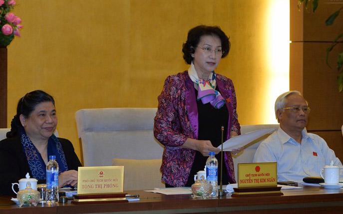 Chủ tịch Quốc hội Nguyễn Thị Kim Ngân phát biểu bế mạc phiên họp thứ tư của Uỷ ban Thường vụ Quốc hội.