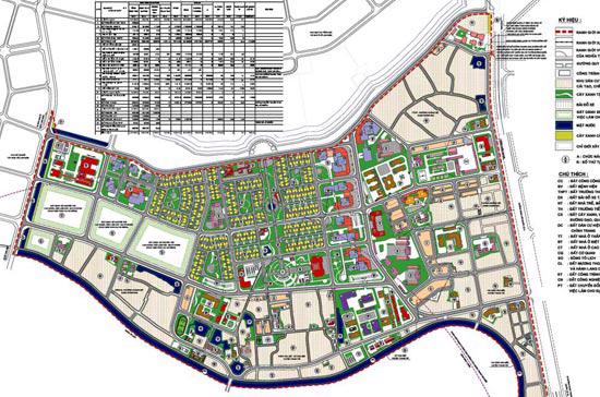 Sơ đồ tổ chức, bố trí không gian quy hoạch khu đô thị mới Nam Linh Đàm.