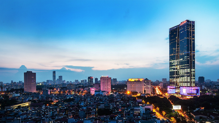 Tòa nhà văn phòng cao cấp như Lotte Center Hà Nội cũng có sự hiện diện của gạch Khang Minh.