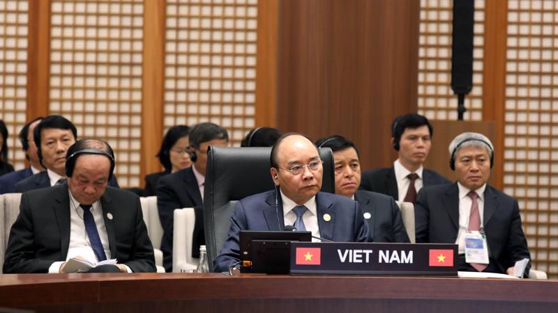Thủ tướng và đoàn Việt Nam dự Hội nghị Cấp cao Mekong-Hàn Quốc lần thứ nhất. Ảnh: VGP