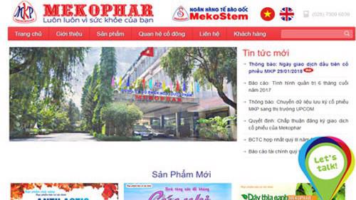Trang web của Công ty Cổ phần Dược phẩm Mekophar (MKP).
