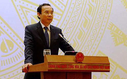 Bộ trưởng - Chủ nhiệm Văn phòng Chính phủ Nguyễn Văn Nên tại buổi họp báo đầu tiên chiều 2/12, trên cương vị người phát ngôn của Chính phủ.<br>