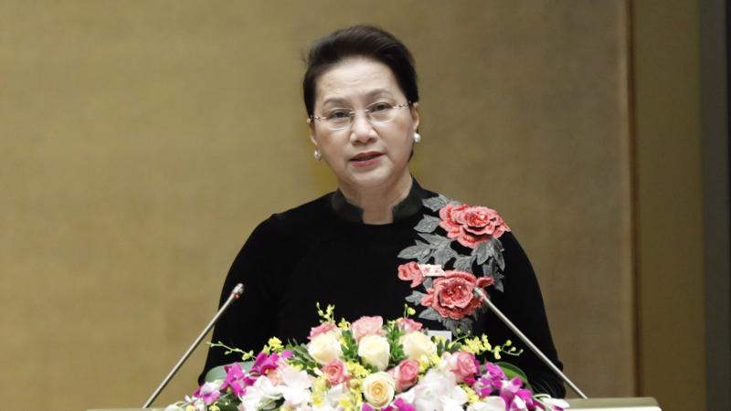 Chủ tịch Quốc hội Nguyễn Thị Kim Ngân phát biểu bế mạc kỳ họp thứ tư của Quốc hội.