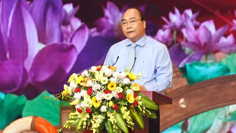Thủ tướng Nguyễn Xuân Phúc phát biểu tại buổi giao lưu -Ảnh: VGP