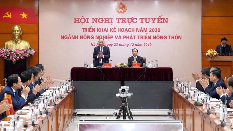 Thủ tướng Nguyễn Xuân Phúc dự hội nghị tổng kết năm 2019, triển khai kế hoạch năm 2020 của Bộ Nông nghiệp và Phát triển nông thôn - Ảnh: VGP