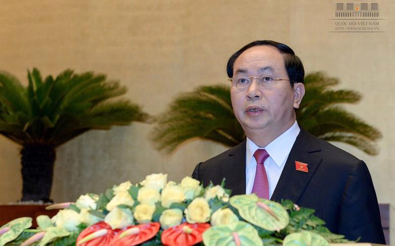 Chủ tịch nước Trần Đại Quang phát biểu nhậm chức tại Quốc hội.