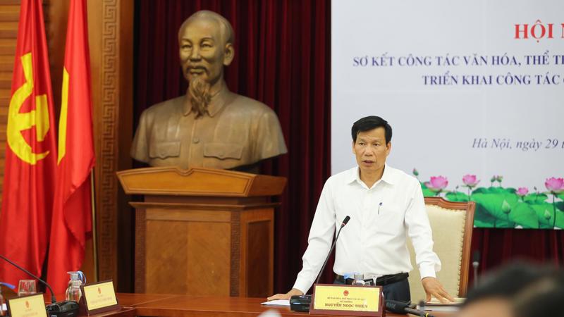 Bộ trưởng Nguyễn Ngọc Thiện chỉ đạo tại Hội nghị Sơ kết công tác văn hóa, thể thao và du lịch 6 tháng đầu năm, triển khai nhiệm vụ 6 tháng cuối năm 2019