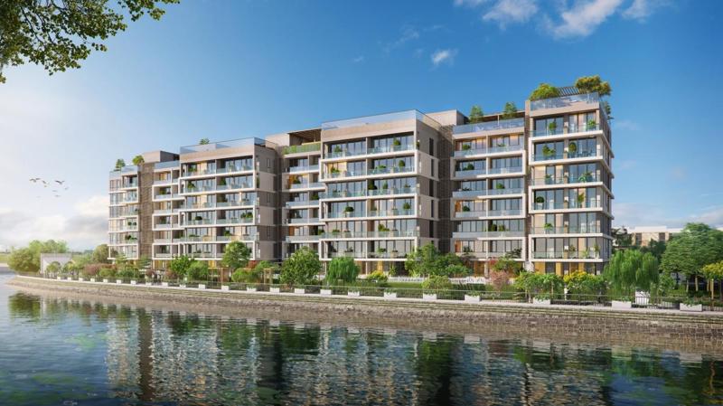 Phối cảnh dự án Panomax River Villa với 83 căn hộ hạn hữu, view sông, vườn.
