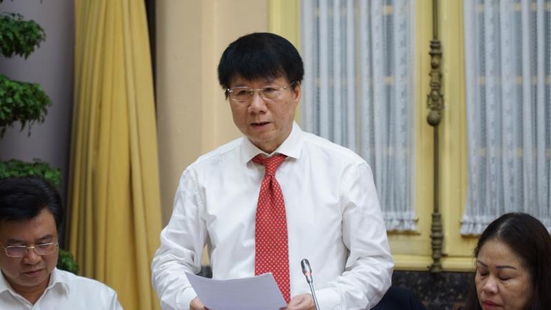 Thứ trưởng Bộ Y tế Trương Quốc Cường tại cuộc họp báo - Ảnh: LH