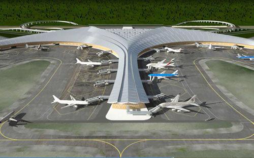 Mô hình phác hoạ sân bay Long Thành.<br>
